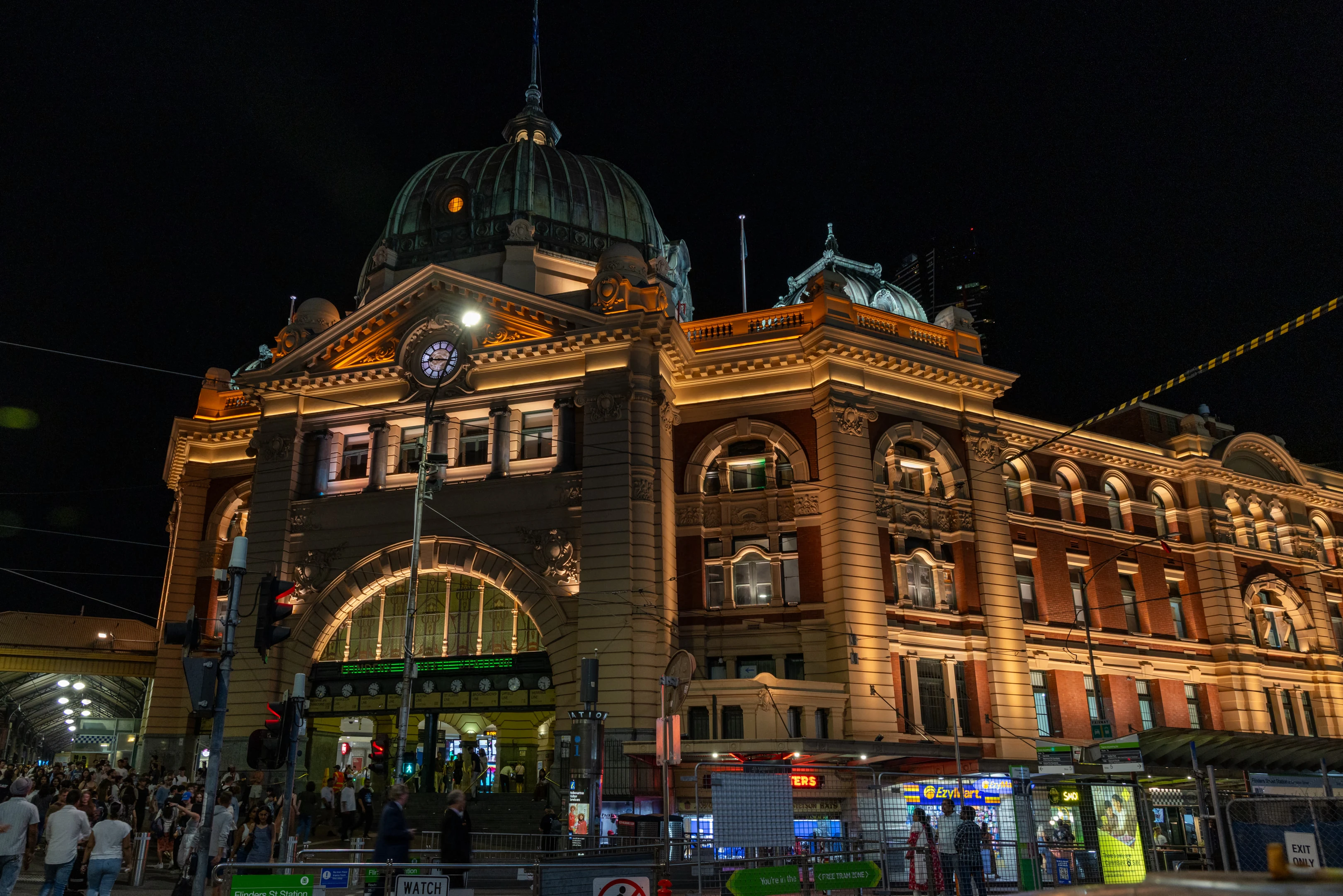 Flinders Street station at night