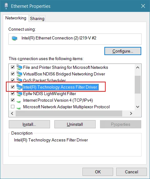 Intel Technology Access Filter Driver