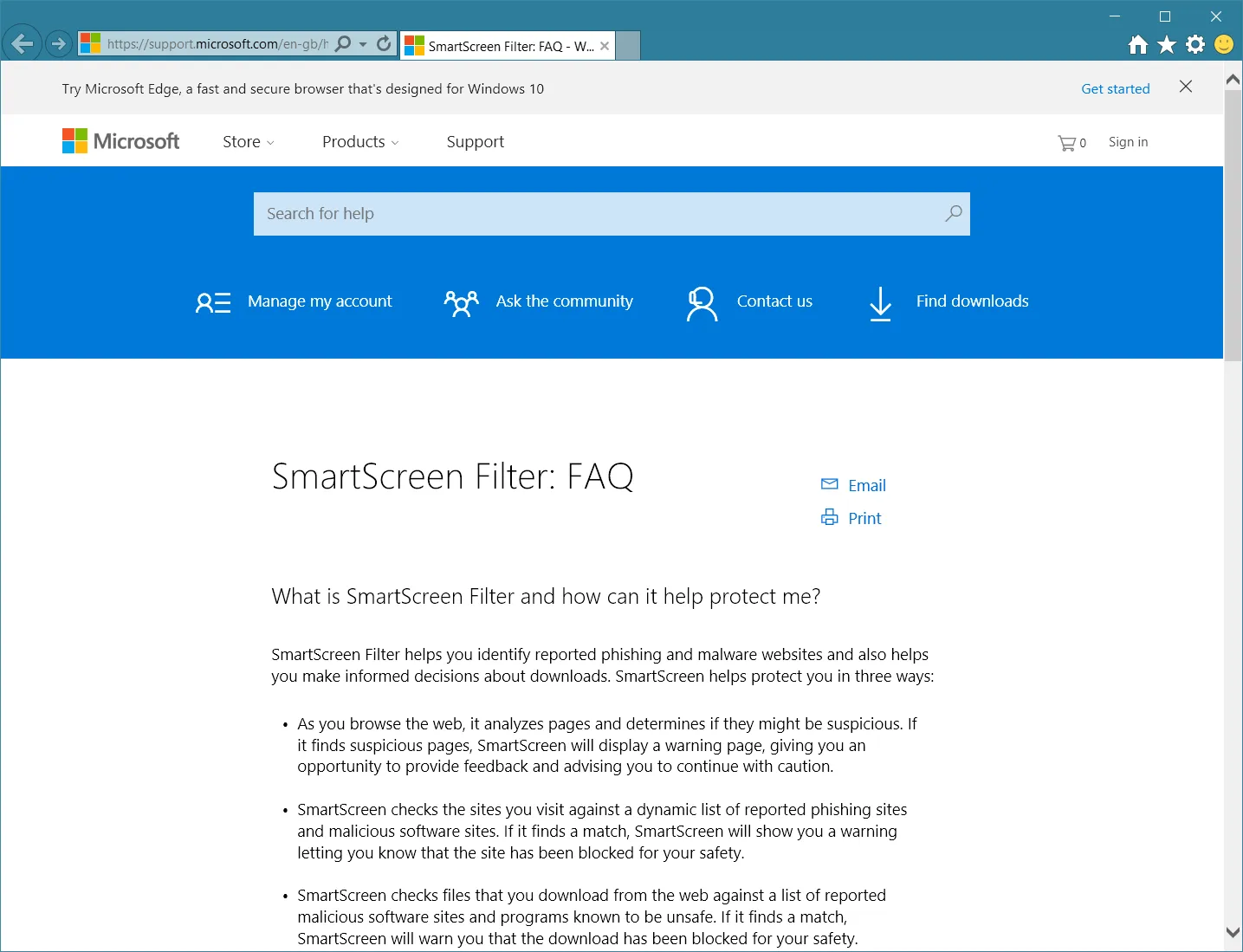 SmartScreen Filter FAQ