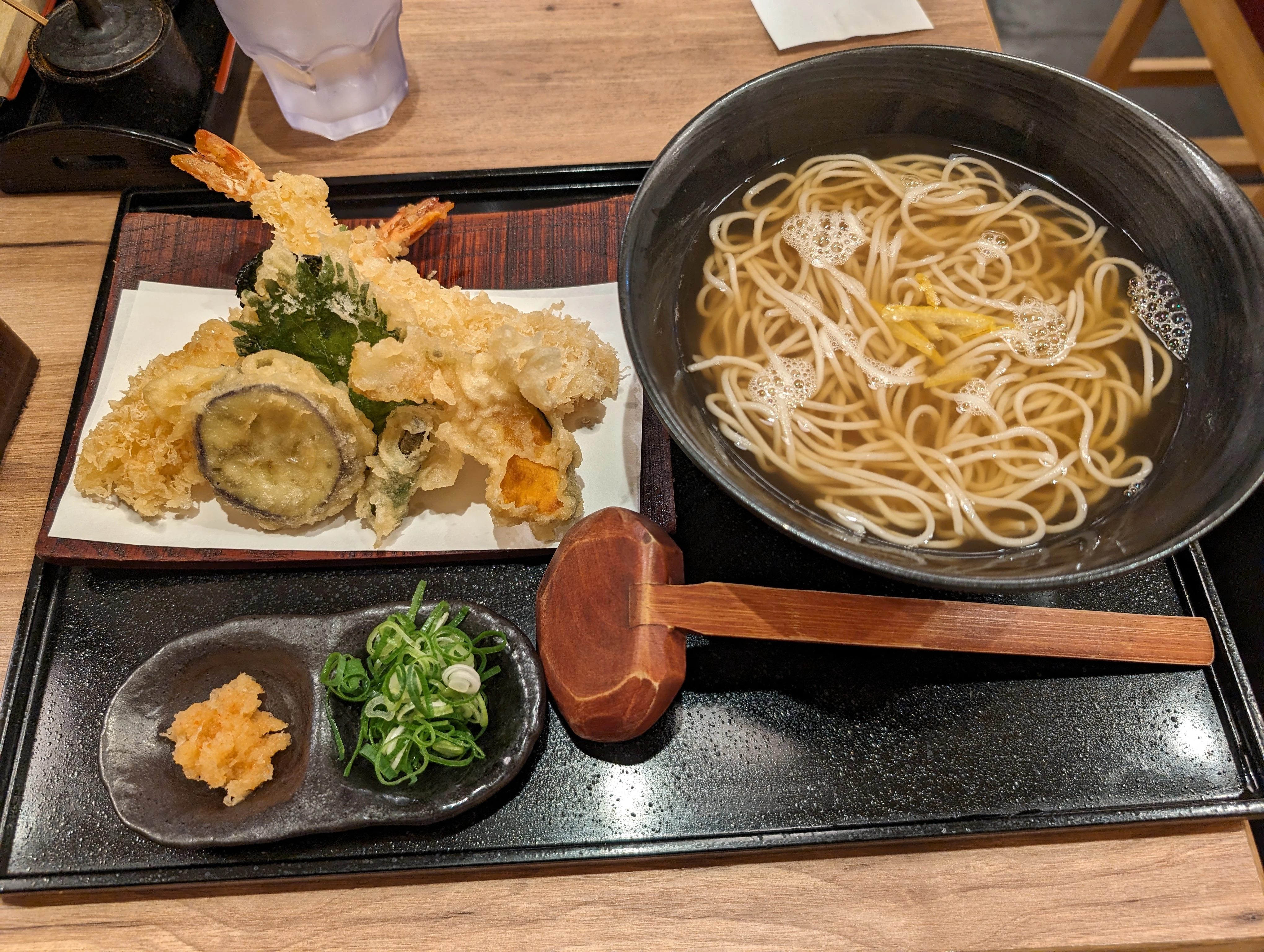 A prawn tempura soba meal set