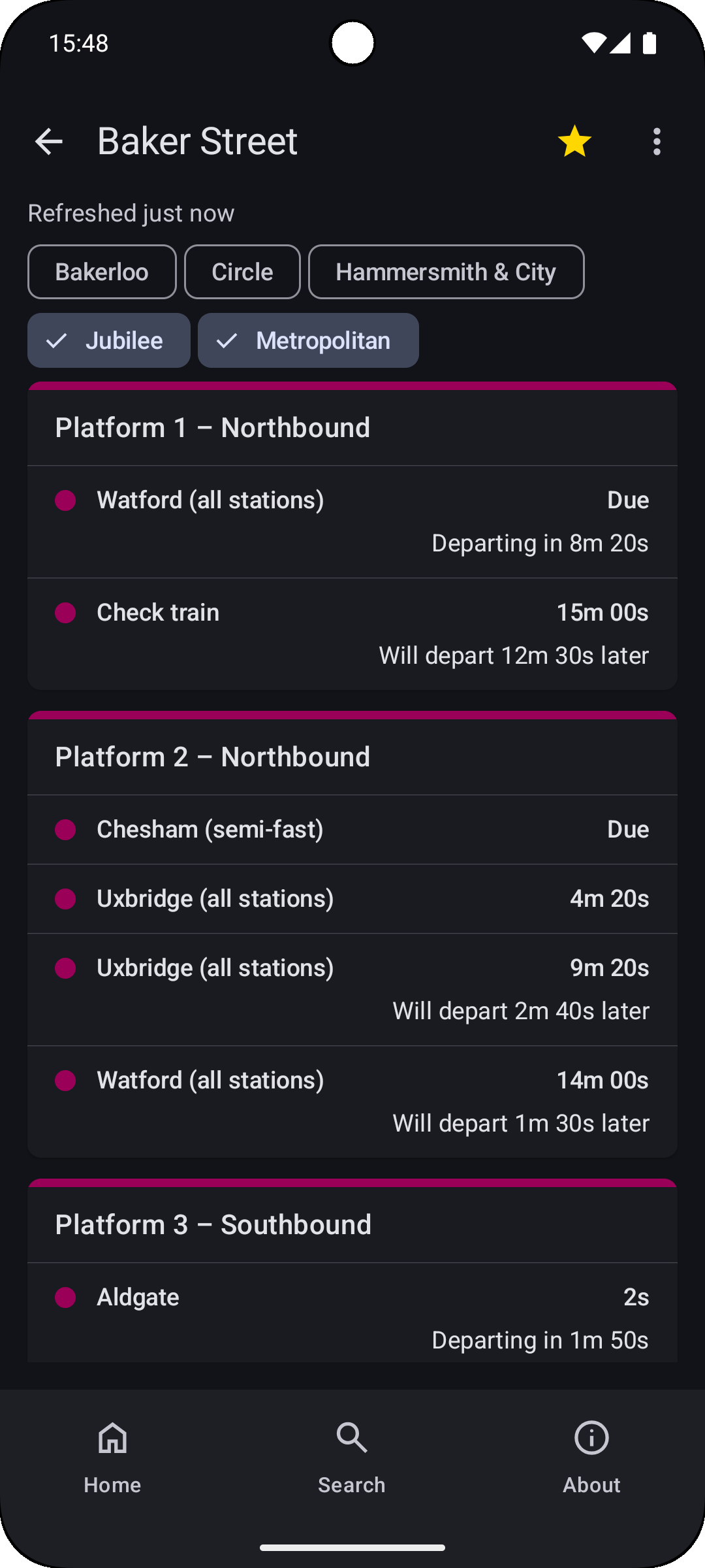 Baker Street station departures