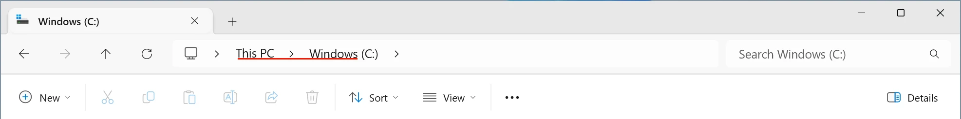 A screenshot showing misaligned text in the File Explorer address bar.