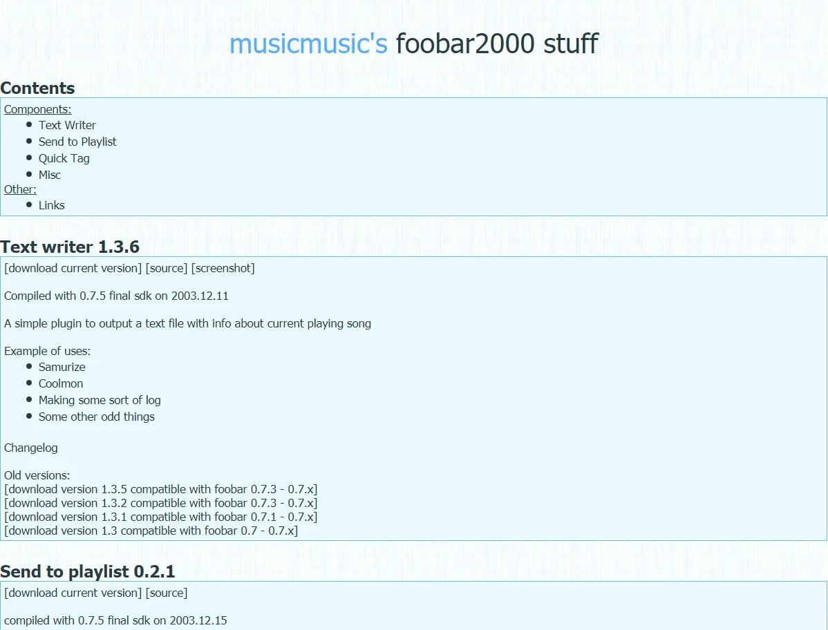 A screenshot of the original site