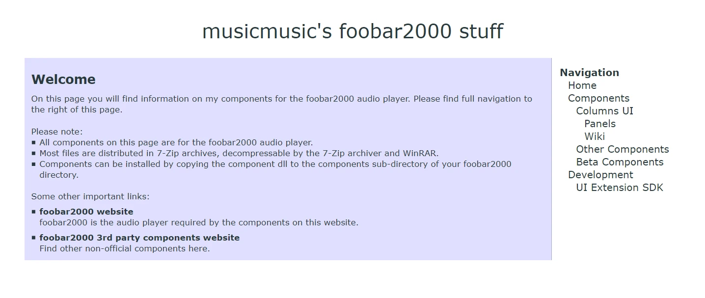 A screenshot of the home page of the late 2005 version of the site