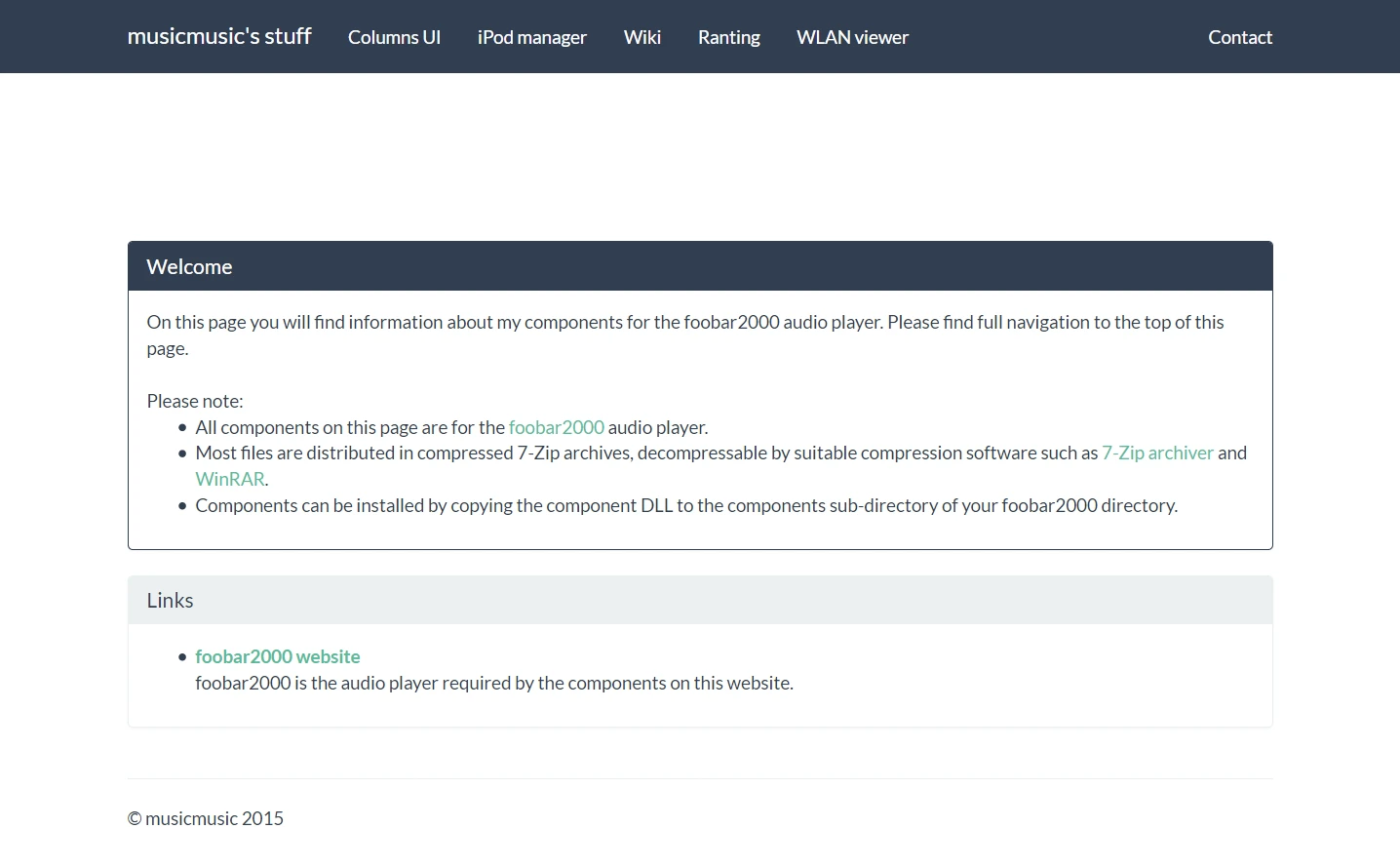 A screenshot of the home page of the 2015 version of the site