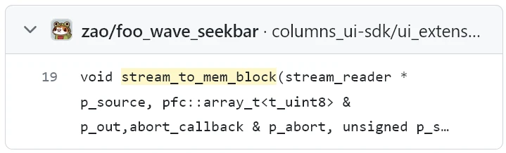 A search result with an untruncated repo name, followed by an truncated file path.