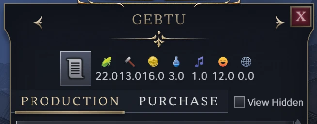 A screenshot of city yields without any space between some of the values.