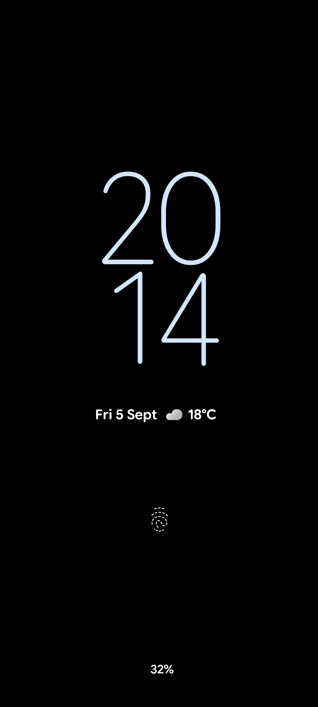 A screenshot of the lock screen clock on a Pixel 8 with the September 2025 Pixel Drop.