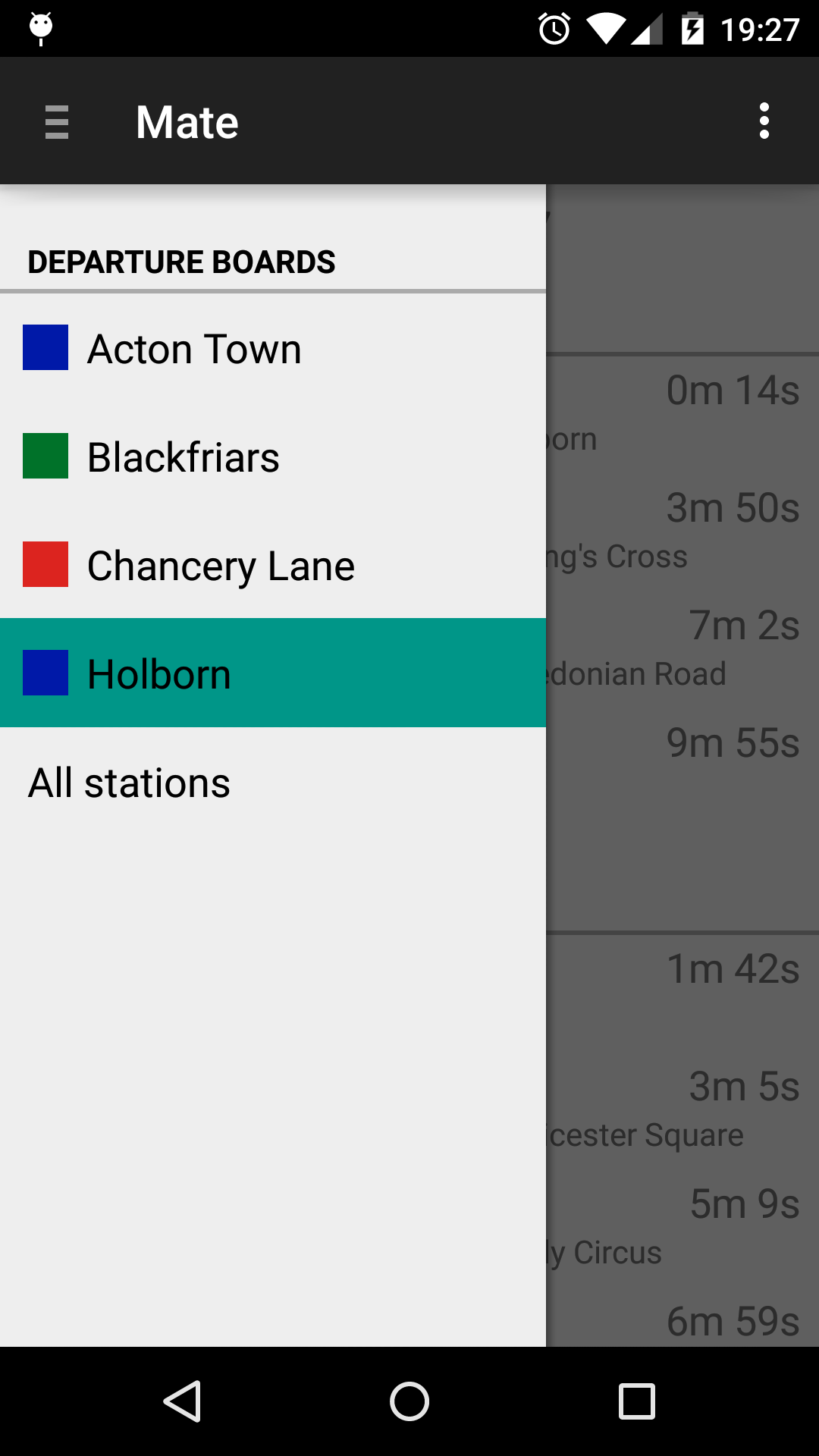 The favourite stations drawer