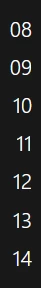 A screenshot of track numbers displayed in a column and rendered using the Segoe UI font in the semi-light font weight.